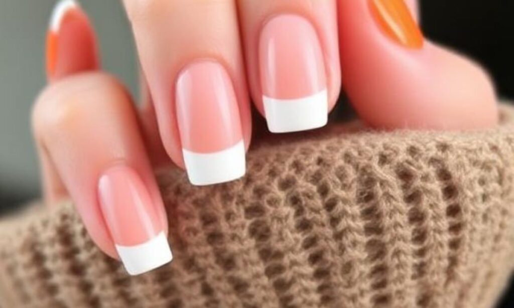 Orange French Manicure