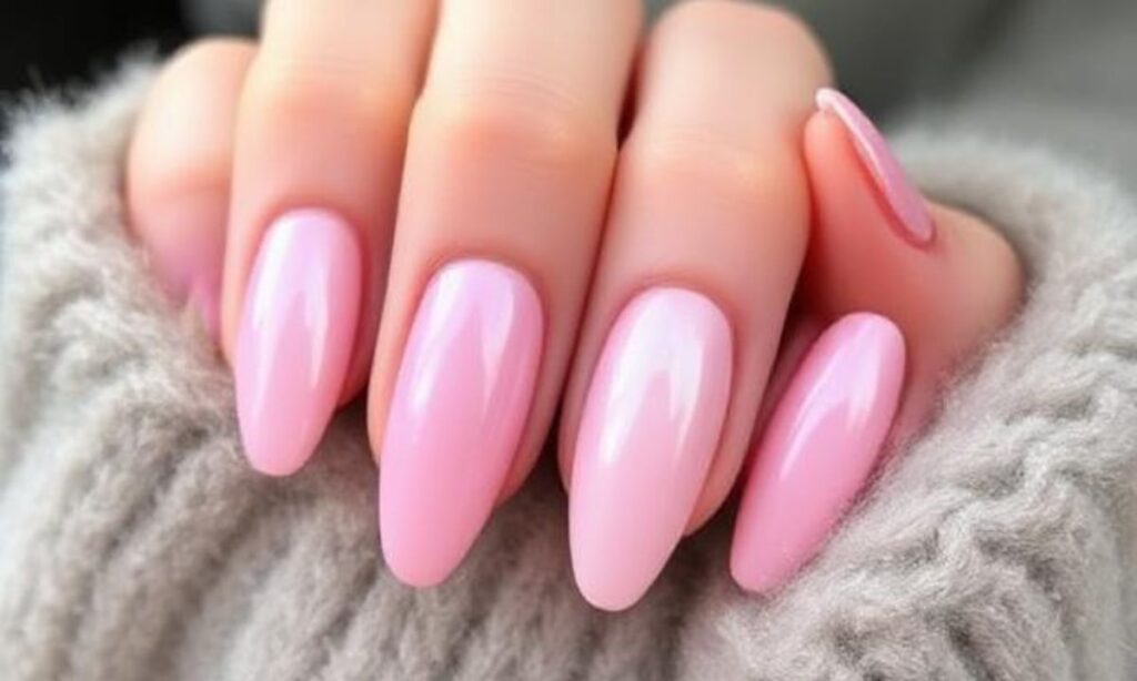 Pearly Pink Chrome Nails