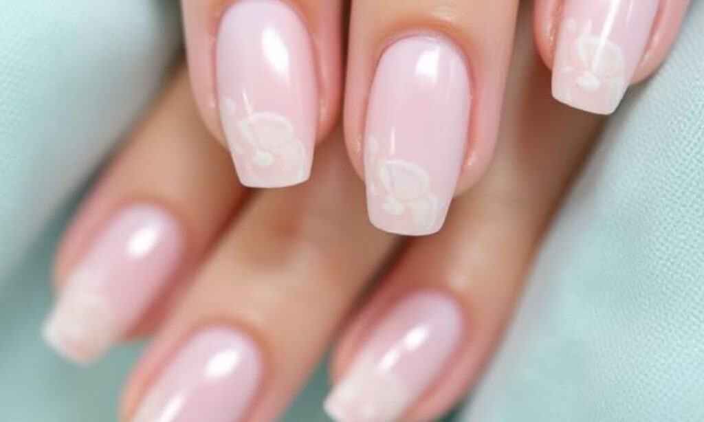 Pearly Pink Seashell Nails