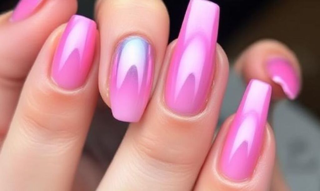 Pink Gradient Chrome Nails