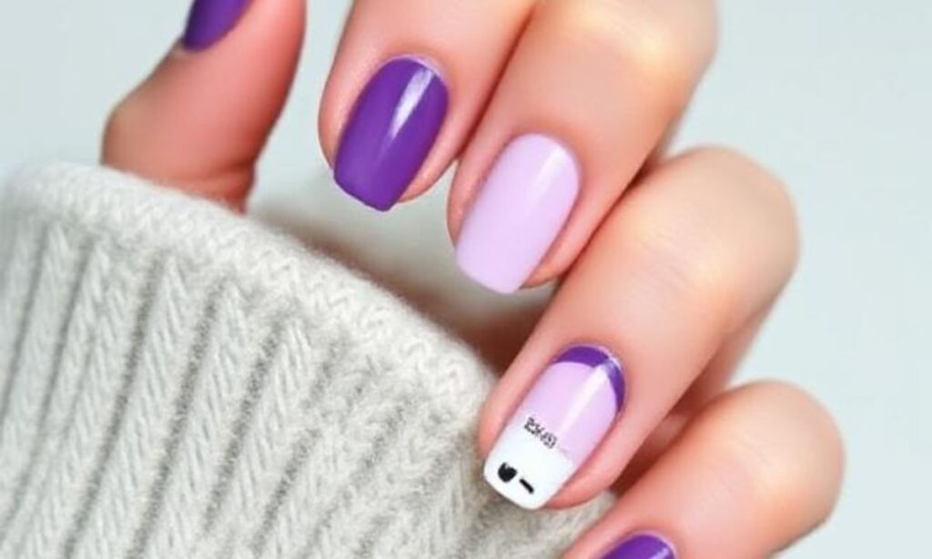 Purple Mismatched Nail Design