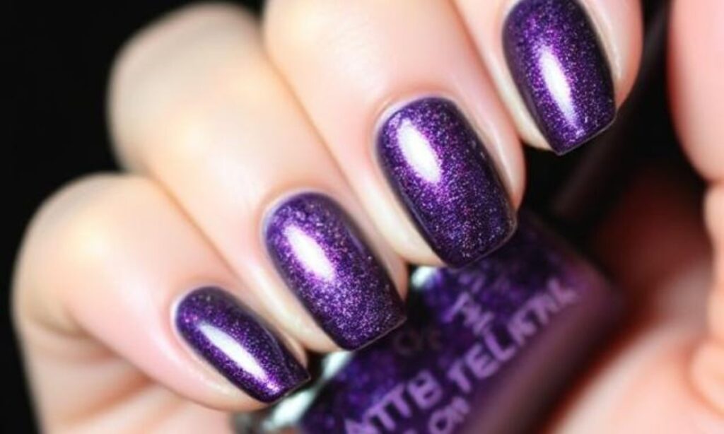 Purple Shimmery Nail Art
