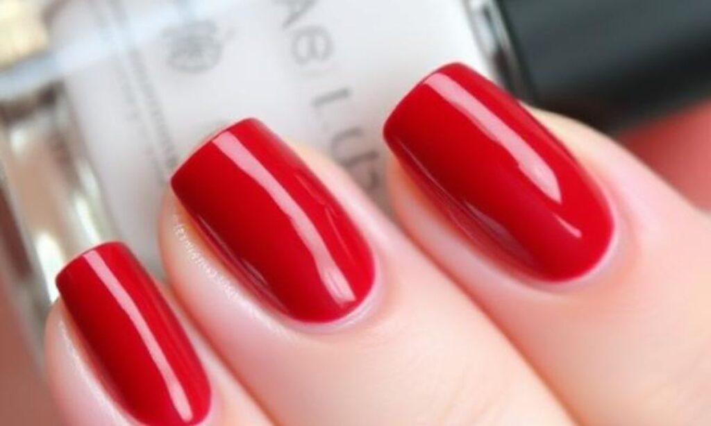 Short Cherry Chrome Manicure