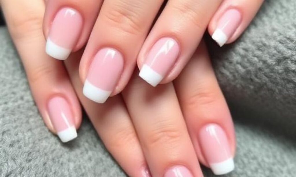 Short Micro French Tip Nails