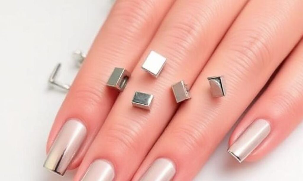 Short Square Chrome Nails