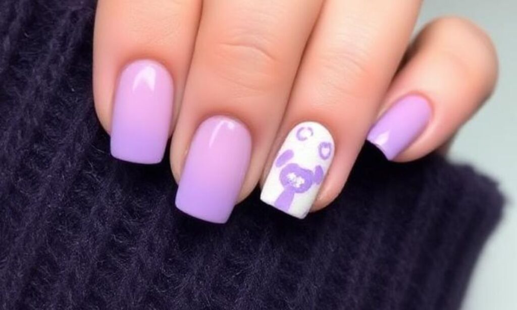 Short Square Lilac Nail Design