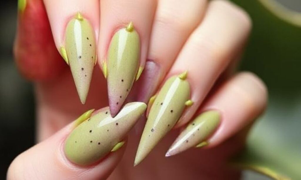Simple Dragon Fruit Stiletto Nails