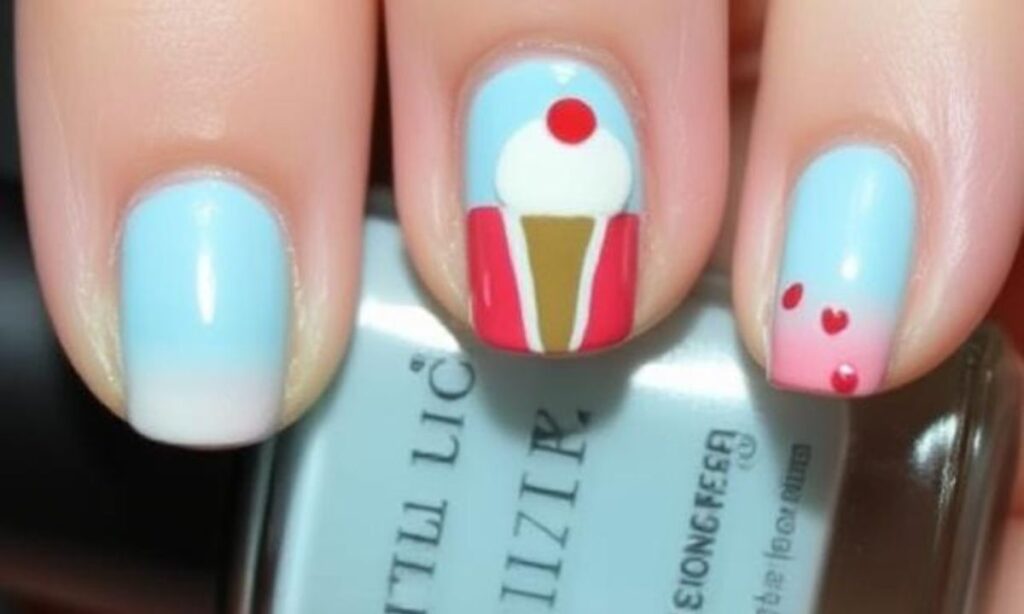Simple Ice Cream 4th Of July Nails