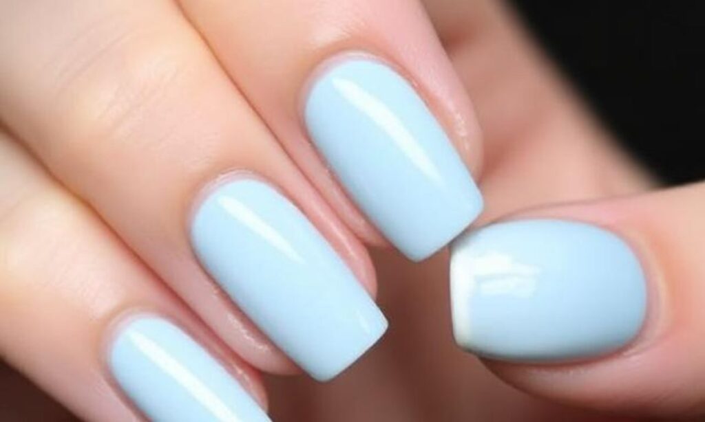 Simple Light Blue Graphic Nail Design
