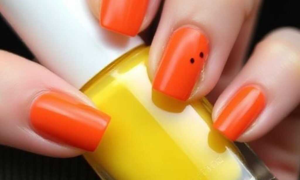 Simple Orange And Yellow Nail Art