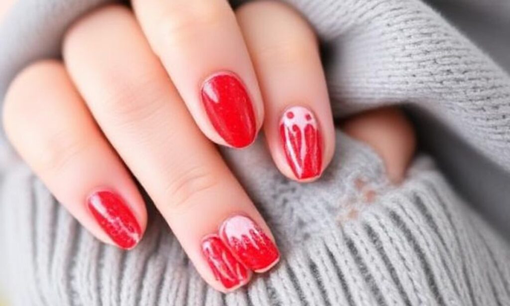 Simple Short Strawberry Nails