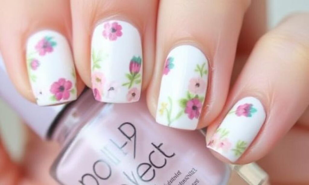 Simple Spring Floral Nails