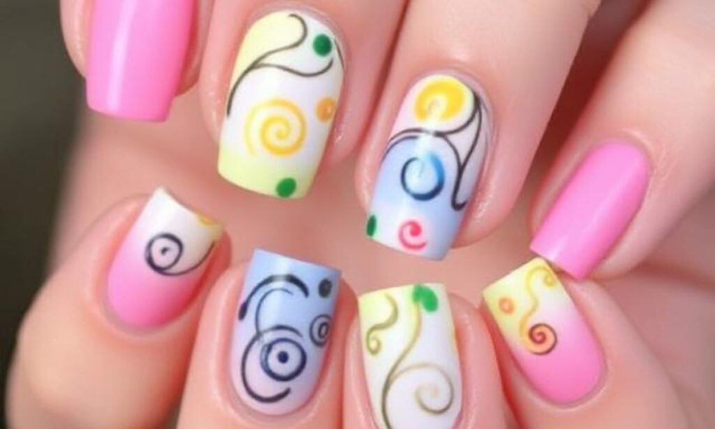 Simple Swirls Spring Nail Designs