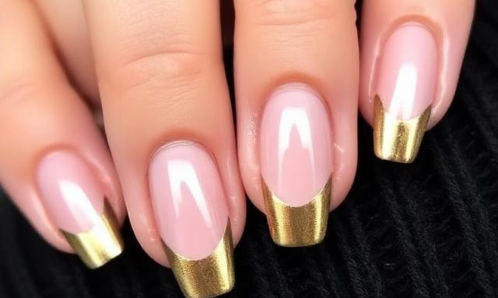 Sophisticated Gold French Tip Nails