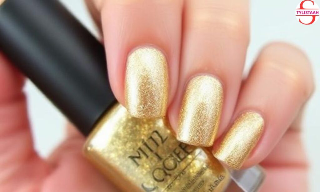 Sparkly Gold Celebration Short Nails