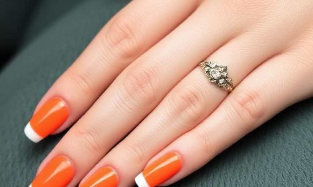 Stunning Orange French Manicure