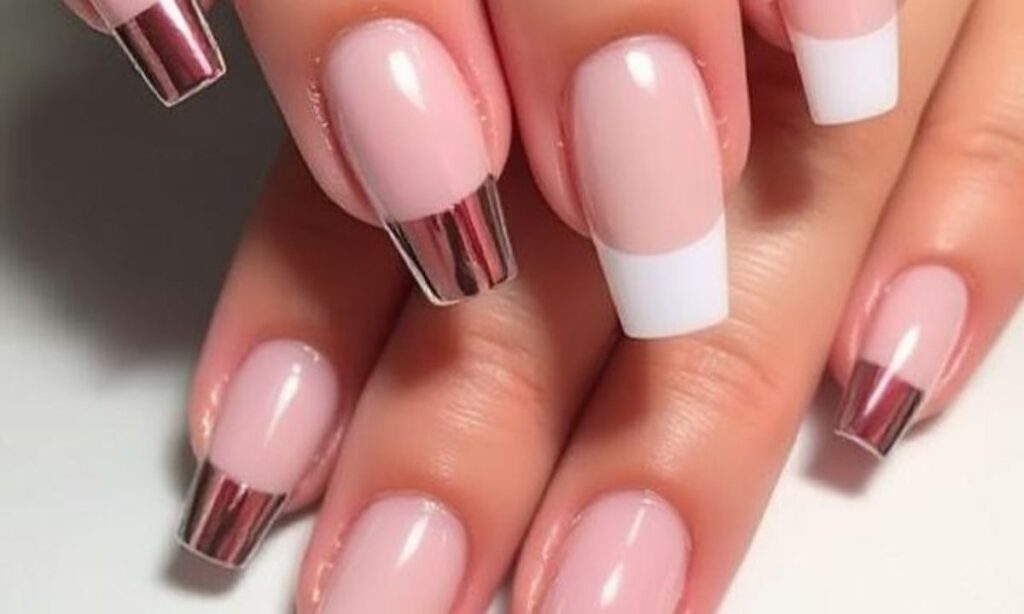 Stylish Chrome French Tip Nails