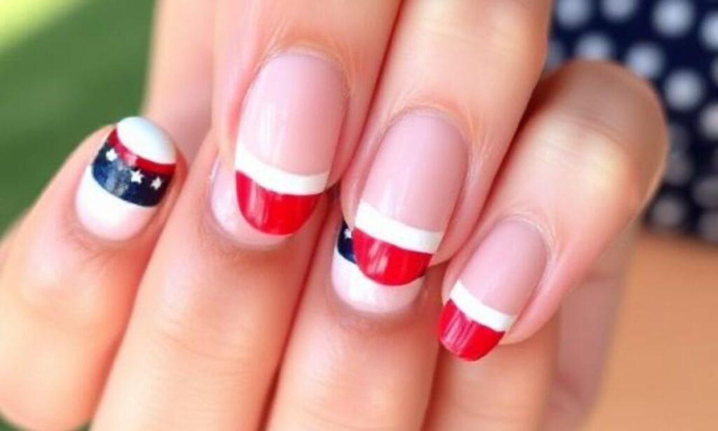 Subtle 4th Of July French Tip Nails