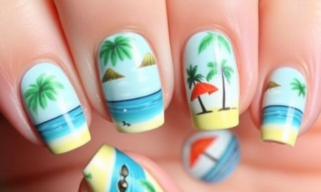 Tropical Island Vacation Nails