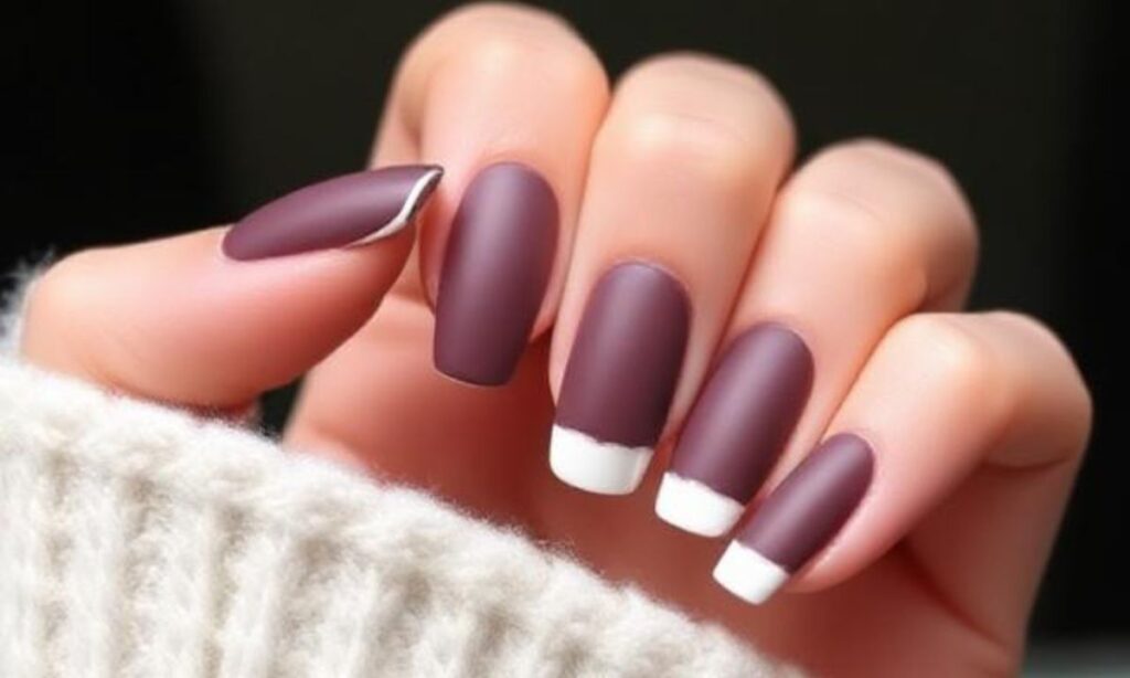 Two-Tone French Matte Nails