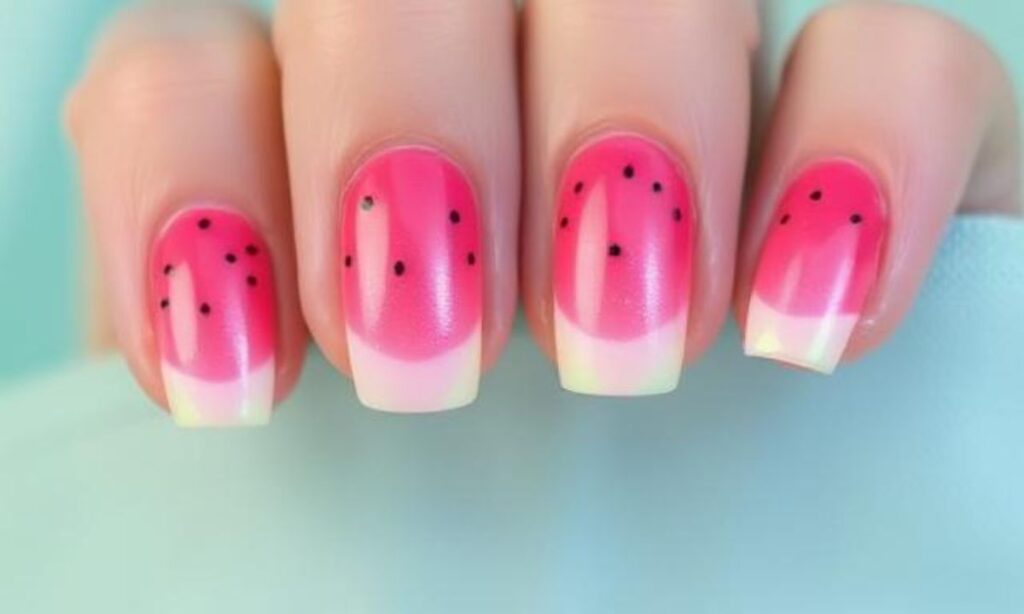 Watermelon Aura Cuticle Nails