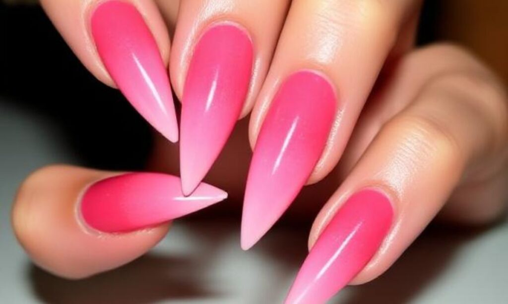_Watermelon Ombré Stiletto Nails