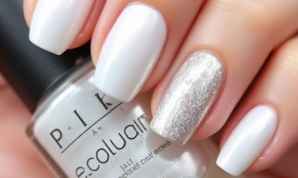 White Metallic Nail Art