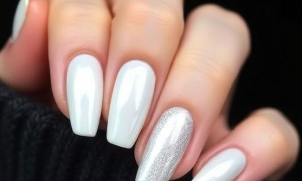 White Mirror Metallic Nails