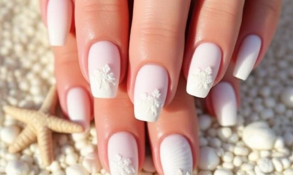 White Seashell Summer Beach Nails