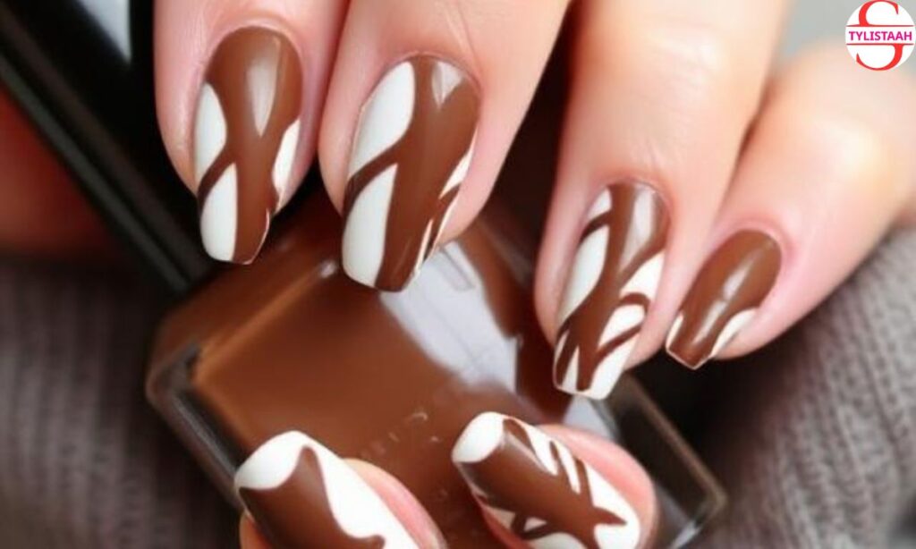 chic-brown-and-white-chocolate-nails