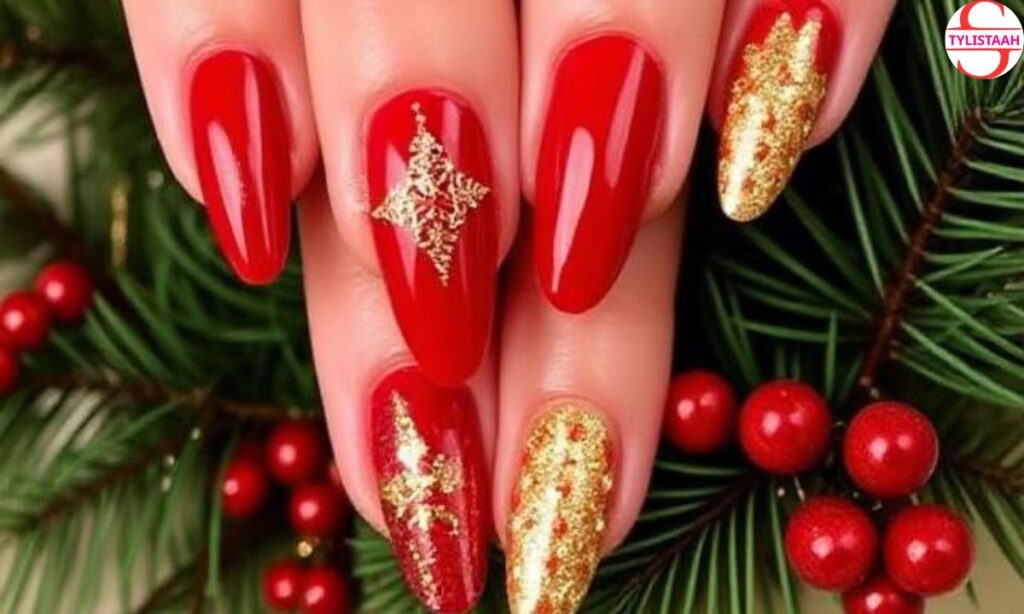 classy-red-and-gold-festive-nails