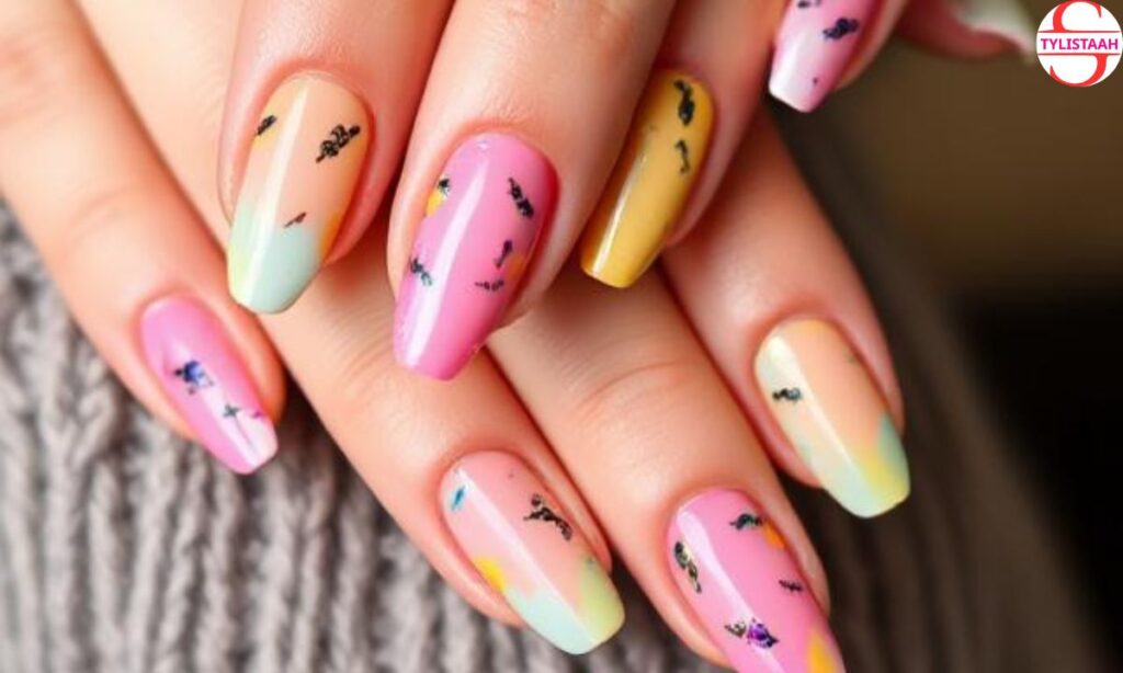 colorful-almond-shaped-french-manicure