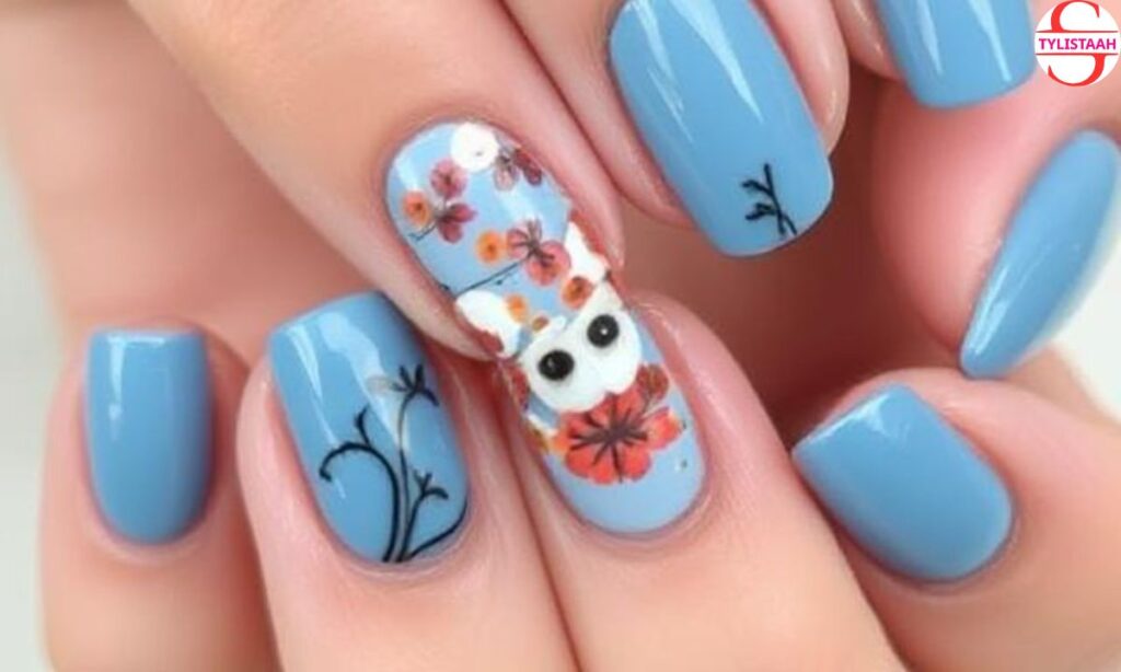 cute-blue-fall-nail-art-designs