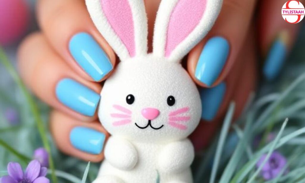cute-easter-bunny-blue-nails