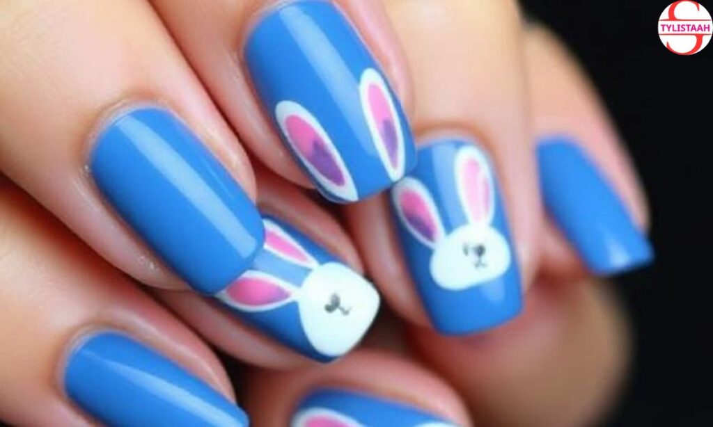 cute-indigo-bunny-nail-art