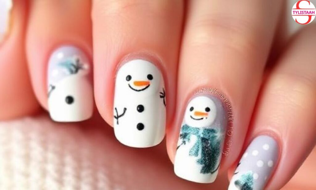 cute-snowman-wonderland-nails