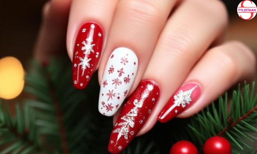 elegant-red-and-white-christmas-nails