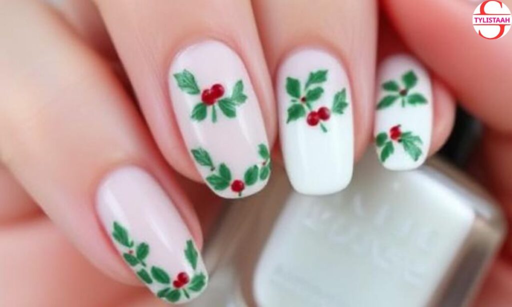fabulous-holly-garland-christmas-nails