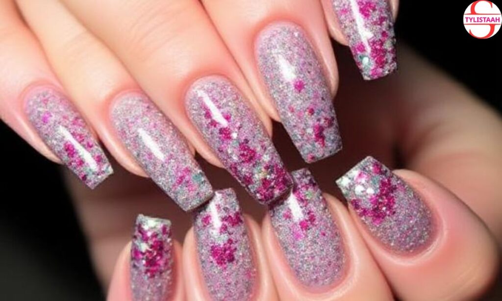 festive-glitter-french-coffin-nails