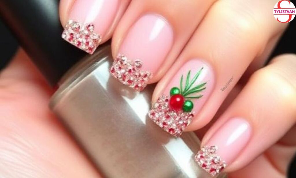 french-manicure-with-christmas-beads