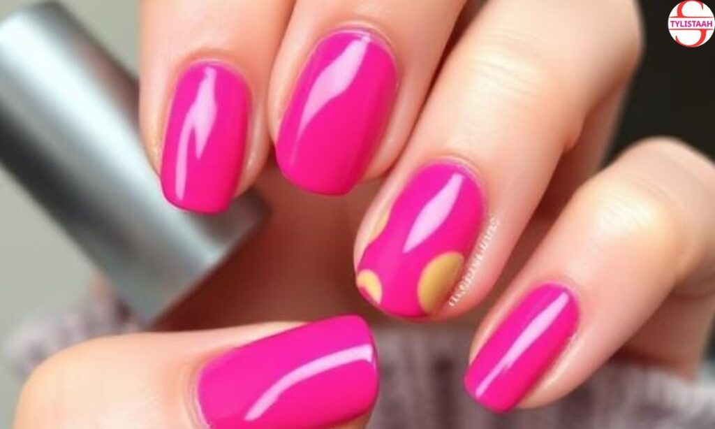 fuchsia-glazed-donut-nails