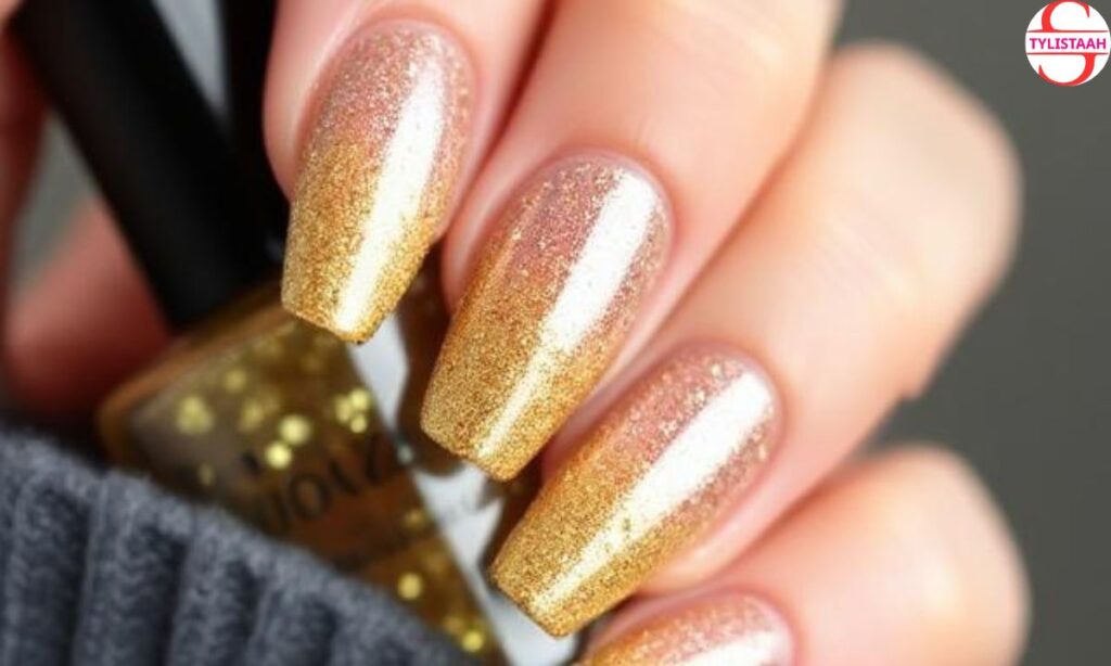 gold-glitter-ombre-festive-nails