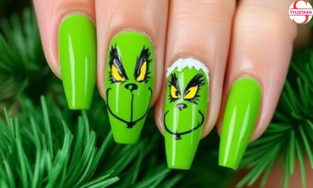 grinch-christmas-acrylic-nails