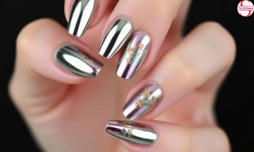 mismatched-chrome-nail-art
