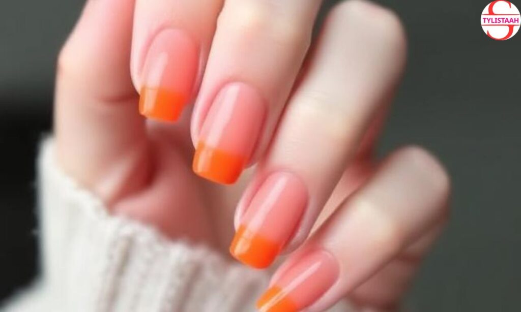 orange-invisible-french-tip-nails