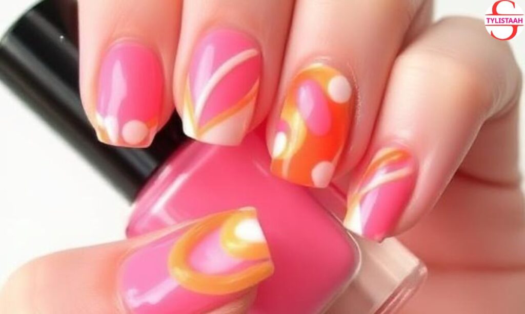 pink-and-orange-candy-nail-art