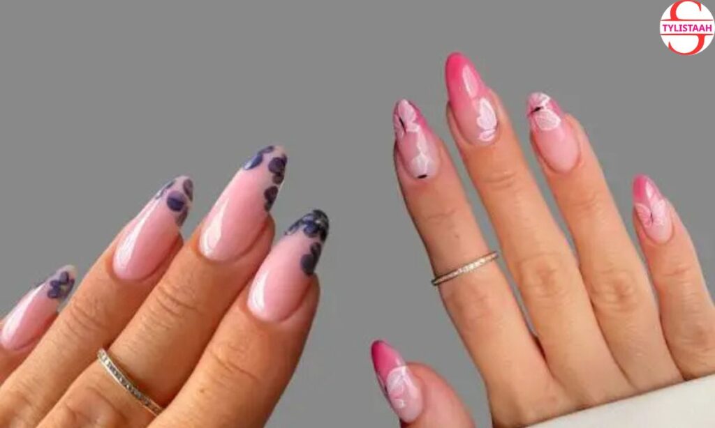 pink-floral-mismatched-nail-art