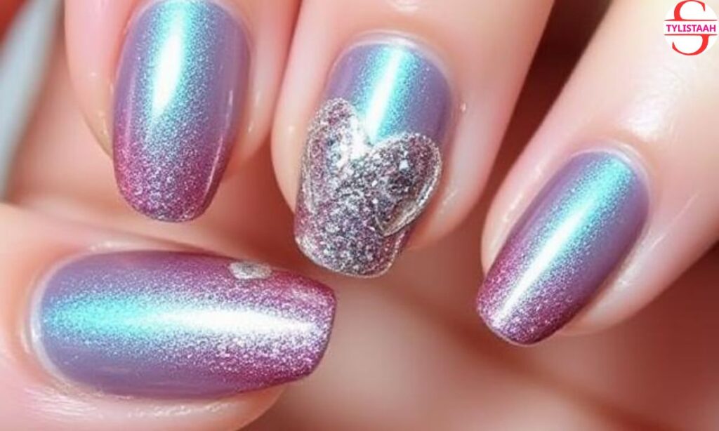 shiny-heart-nail-design