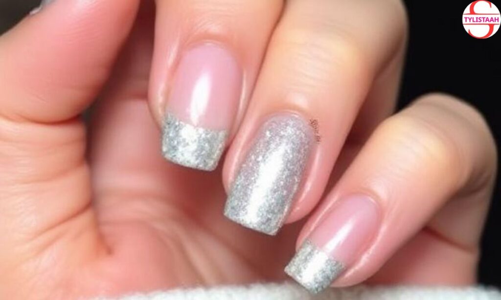 silver-glitter-french-tip-nails