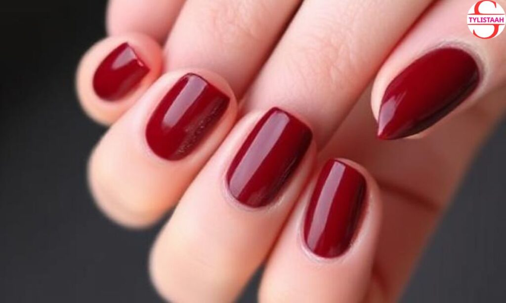 simple-dark-red-nail-design